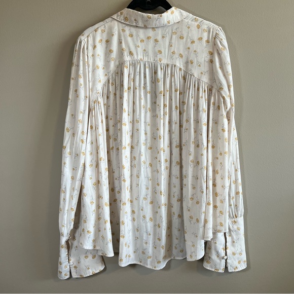 Free People Modern Muse Blouse Ivory Combo Small Button Down Top - Picture 8 of 9
